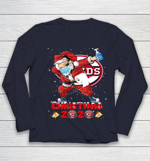 Cincinnati Reds Funny Santa Claus Dabbing Christmas 2020 MLB Youth Long Sleeve 2