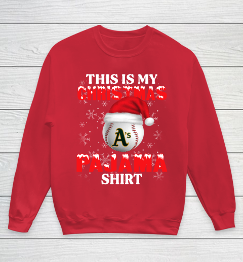 Oakland Athletics This Is My Christmas Pajama Shirt MLB Youth Sweatshirt 7