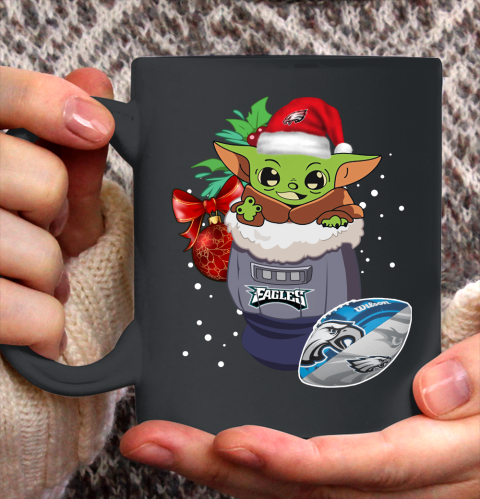 Philadelphia Eagles Christmas Baby Yoda Star Wars Funny Happy NFL Ceramic Mug 11oz