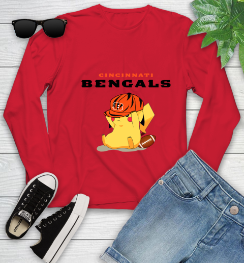 NFL Pikachu Football Sports Cincinnati Bengals Youth Long Sleeve 11
