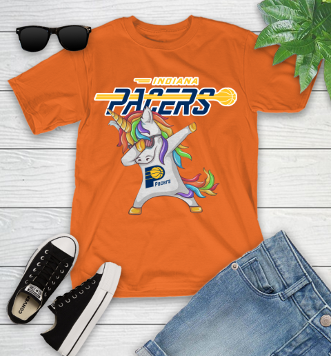 Indiana Pacers NBA Basketball Funny Unicorn Dabbing Sports Youth T-Shirt 7