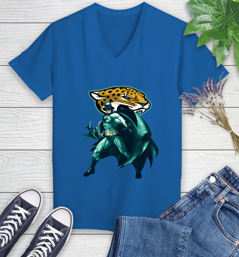 NFL Batman Football Sports Jacksonville Jaguars Women's V-Neck T-Shirt 10