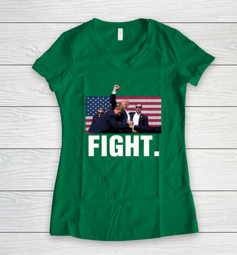 Trump Shooting Shirt Old Row Trump Fight Women's V-Neck T-Shirt 3