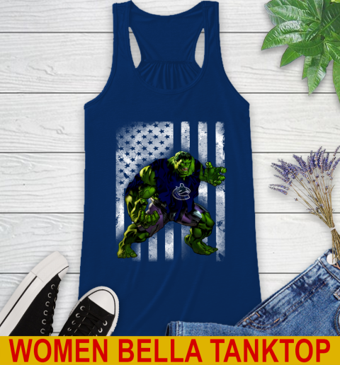 Vancouver Canucks Hulk Marvel Avengers NHL Hockey American Flag Racerback Tank 7