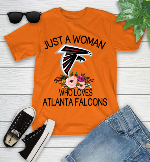 NFL Just A Woman Who Loves Atlanta Falcons Football Sports Youth T-Shirt 4