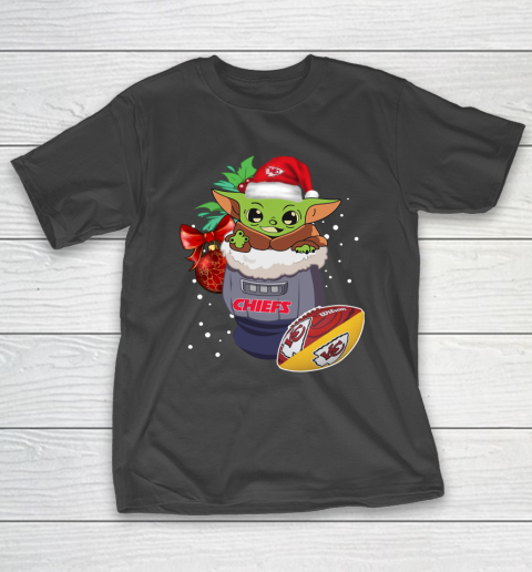 Kansas City Chiefs Christmas Baby Yoda Star Wars Funny Happy NFL T-Shirt 2