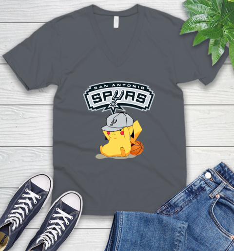 NBA Pikachu Basketball Sports San Antonio Spurs V Neck T Shirt