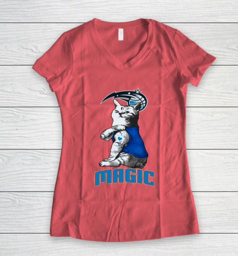 NBA Basketball My Cat Loves Orlando Magic Women's V-Neck T-Shirt 4