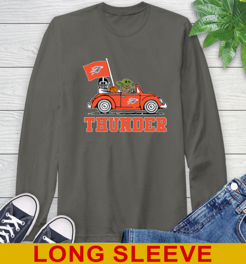 NBA Basketball Oklahoma City Thunder Darth Vader Baby Yoda Driving Star Wars Shirt Long Sleeve T-Shirt 8