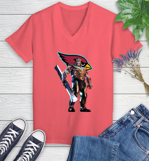 NFL Thanos Gauntlet Avengers Endgame Football Arizona Cardinals Women's V-Neck T-Shirt 6