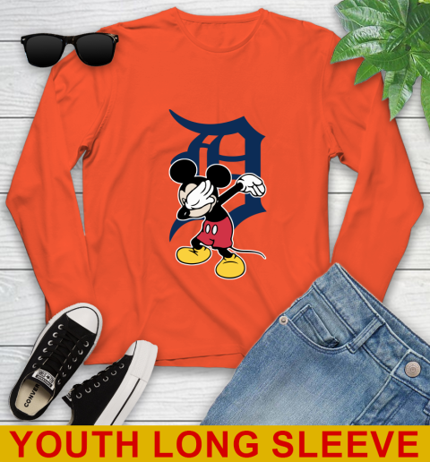 Detroit Tigers MLB Baseball Dabbing Mickey Disney Sports Youth Long Sleeve 4