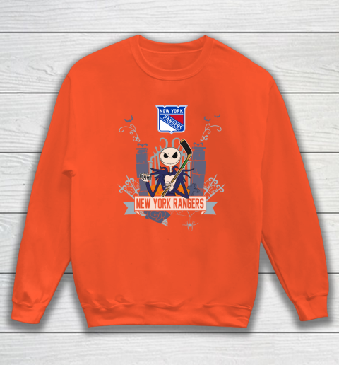 NHL New York Rangers Hockey Jack Skellington Halloween Sweatshirt 3
