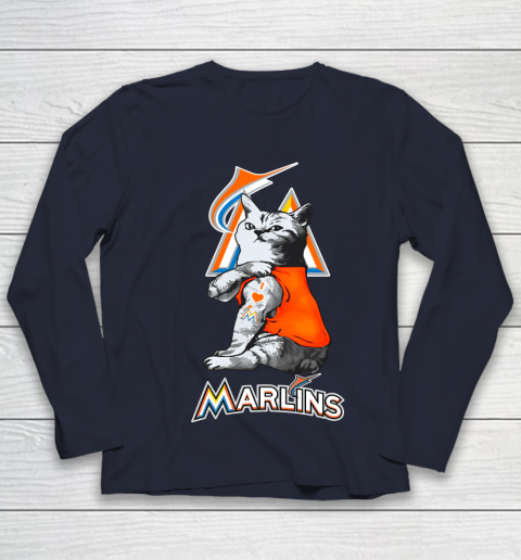 MLB Baseball My Cat Loves Miami Marlins Youth Long Sleeve 2