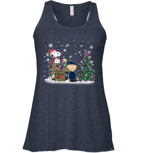 NHL Columbus Blue Jackets Snoopy Charlie Brown Woodstock Christmas Stanley Cup Hockey T Shirt SpM8JjOJINz flowy tank 32 95 151514 front heather navy