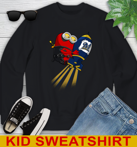 MLB Baseball Milwaukee Brewers Deadpool Minion Marvel Shirt Youth Sweatshirt