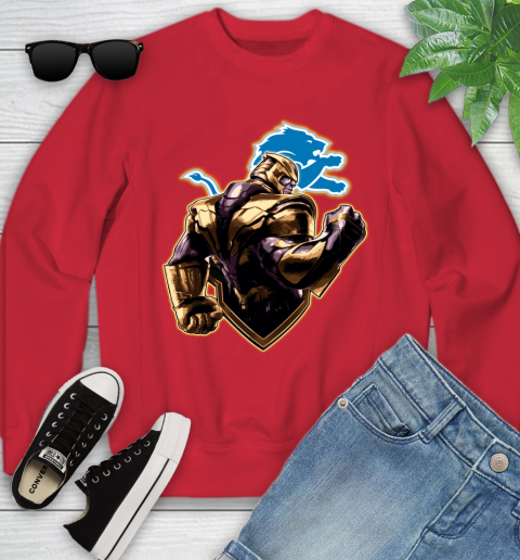 NFL Thanos Avengers Endgame Football Sports Detroit Lions Youth Sweatshirt 9