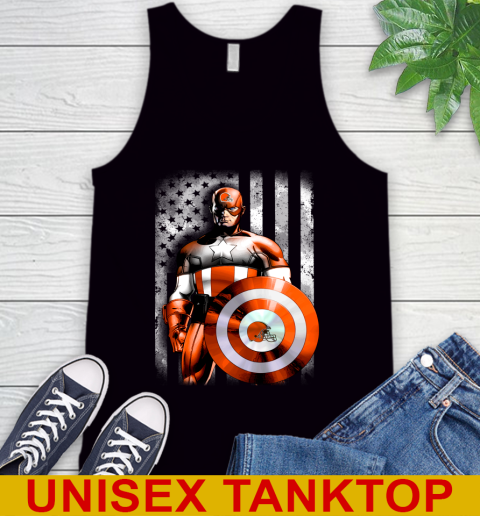 Cleveland Browns NFL Football Captain America Marvel Avengers American Flag Shirt Tank Top