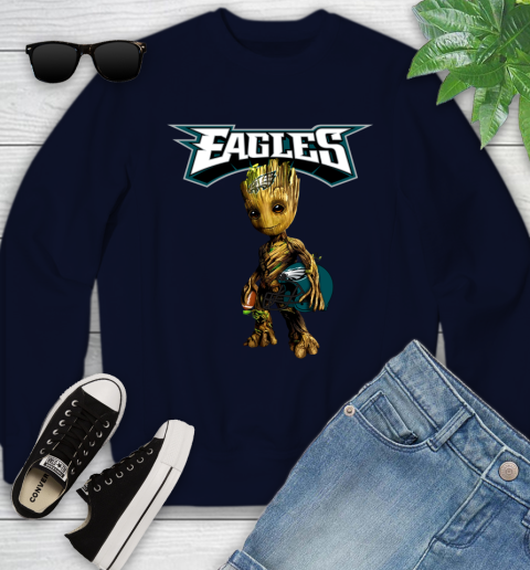 Philadelphia Eagles NFL Football Groot Marvel Guardians Of The Galaxy Youth Sweatshirt 3
