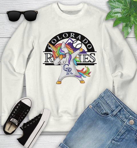 Colorado Rockies MLB Baseball Funny Unicorn Dabbing Sports Youth Sweatshirt