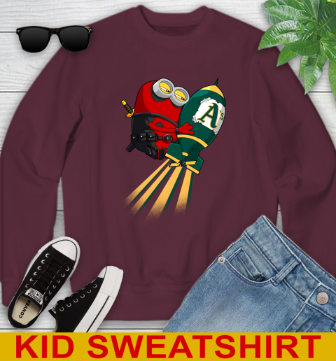 MLB Baseball Oakland Athletics Deadpool Minion Marvel Shirt Youth Sweatshirt 4