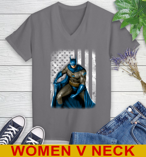 Detroit Lions NFL Football Batman DC American Flag Shirt Women's V-Neck T-Shirt 11