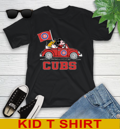 MLB Baseball Chicago Cubs Pluto Mickey Driving Disney Shirt Youth T-Shirt 2