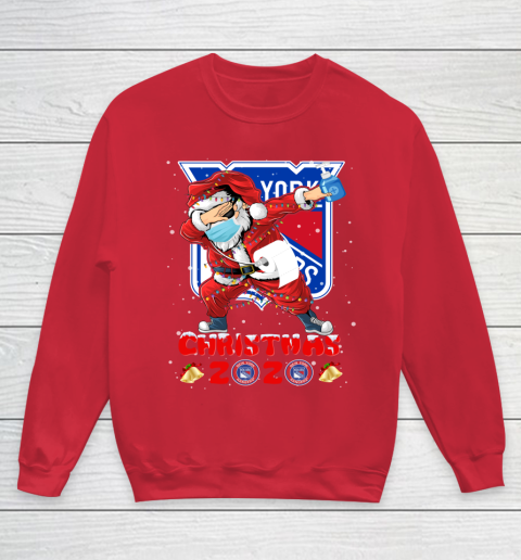 New York Rangers Funny Santa Claus Dabbing Christmas 2020 NHL Youth Sweatshirt 7