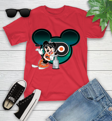NHL Philadelphia Flyers Stanley Cup Mickey Mouse Disney Hockey T Shirt Youth T-Shirt 10