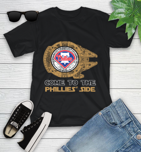 MLB Come To The Philadelphia Phillies Side Star Wars Baseball Sports Youth T-Shirt