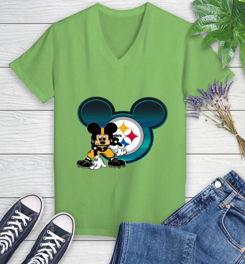 NFL Pittsburgh Steelers Mickey Mouse Disney Football T Shirt Women's V-Neck T-Shirt 11