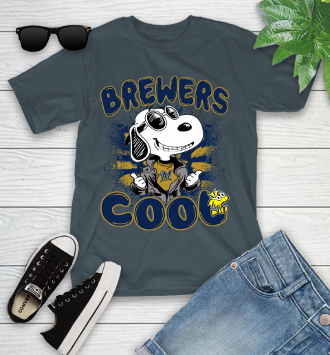 MLB Baseball Milwaukee Brewers Cool Snoopy Shirt Youth T-Shirt 9