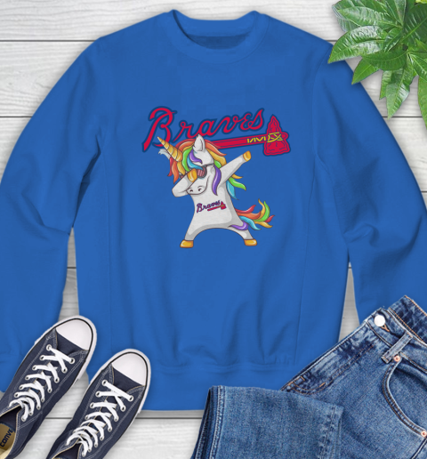 Atlanta Braves MLB Baseball Funny Unicorn Dabbing Sports Sweatshirt 8