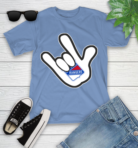 New York Rangers NHL Hockey Mickey Rock Hand Disney Youth T-Shirt 11