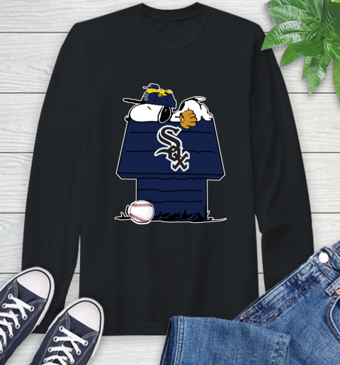 MLB Chicago White Sox Snoopy Woodstock The Peanuts Movie Baseball T Shirt Long Sleeve T-Shirt 2