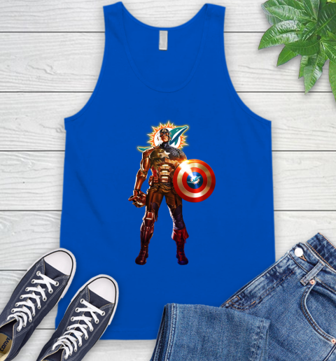 NFL Captain America Marvel Avengers Endgame Football Sports Miami Dolphins Tank Top 5