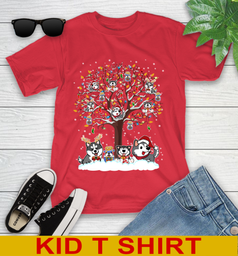 Husky dog pet lover light christmas tree shirt 248