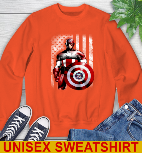 Washington Nationals MLB Baseball Captain America Marvel Avengers American Flag Shirt Sweatshirt 3