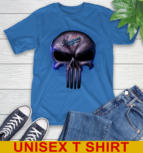 Los Angeles Dodgers MLB Baseball Punisher Skull Sports T-Shirt 11