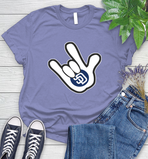 San Diego Padres MLB Baseball Mickey Rock Hand Disney Women's T-Shirt 11