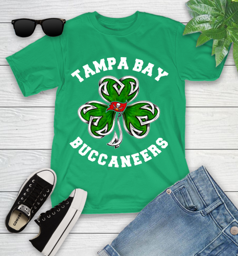 NFL Tampa Bay Buccaneers Three Leaf Clover St Patrick's Day Football Sports Youth T-Shirt 8