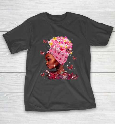 In October We Wear Pink Black Woman Breast Cancer Awareness T-Shirt