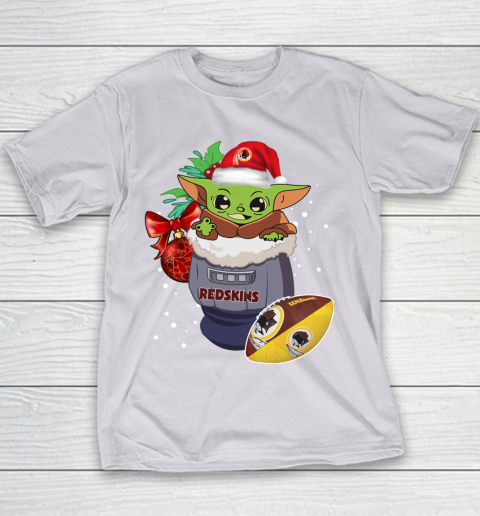 Washington Redskins Christmas Baby Yoda Star Wars Funny Happy NFL Youth T-Shirt 5