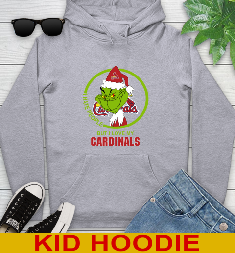 St.Louis Cardinals MLB Christmas Grinch I Hate People But I Love My Favorite Baseball Team Youth Hoodie 6