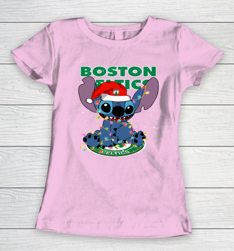 Boston Celtics NBA noel stitch Basketball Christmas Women's T-Shirt 6