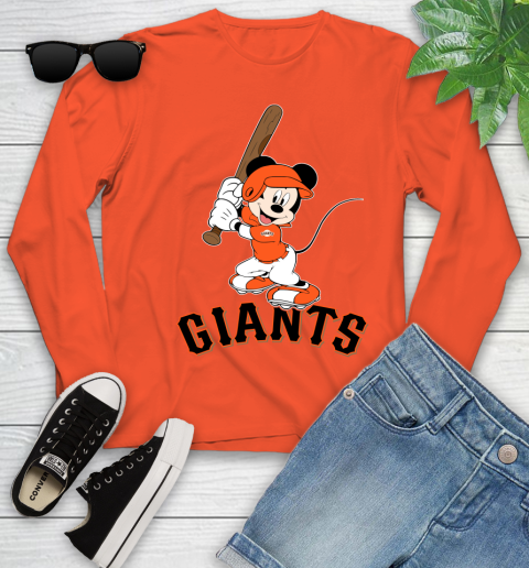 MLB Baseball San Francisco Giants Cheerful Mickey Mouse Shirt Youth Long Sleeve 4