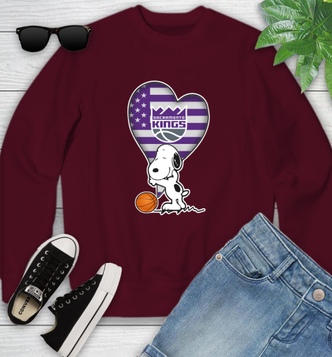 Sacramento Kings NBA Basketball The Peanuts Movie Adorable Snoopy Youth Sweatshirt 5