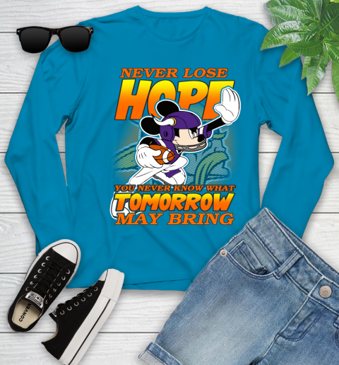 Minnesota Vikings NFL Football Mickey Disney Never Lose Hope Youth Long Sleeve 8