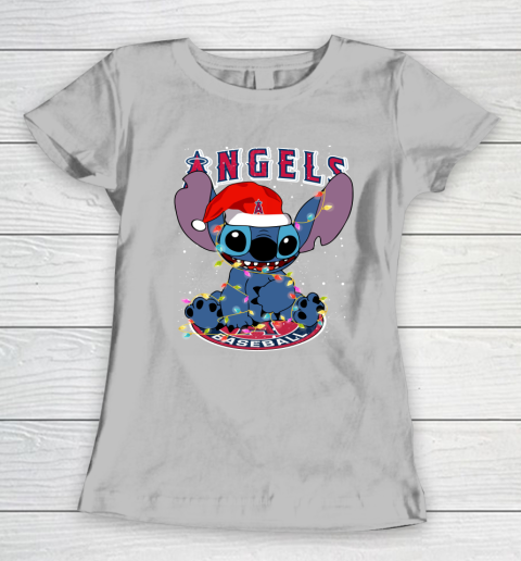 Los Angeles Angels MLB noel stitch Baseball Christmas Women's T-Shirt 3