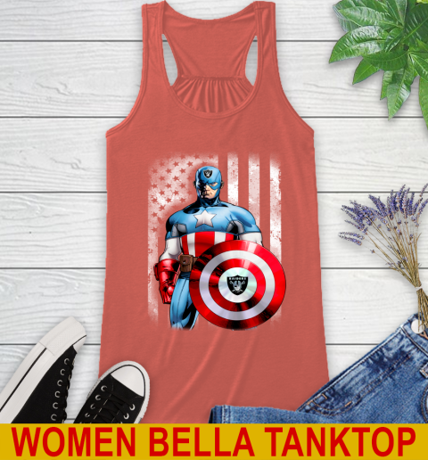 Oakland Raiders NFL Football Captain America Marvel Avengers American Flag Shirt Racerback Tank 3