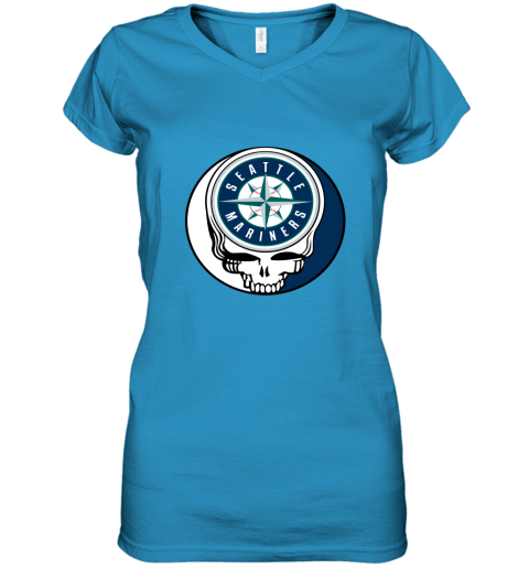 Seattle Mariners The Grateful Dead Baseball MLB Mashup Women's V-Neck T-Shirt
